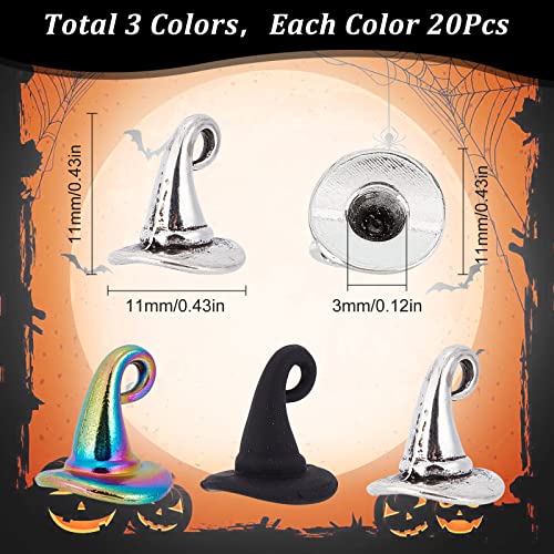 SUNNYCLUE 60Pcs 3 Style Witch Hat Charm Magic Hats Black Gothic Amulet Charm for Jewellery Making DIY Bracelet Necklace Earrings Craft Halloween Christmas Decor - Image 2