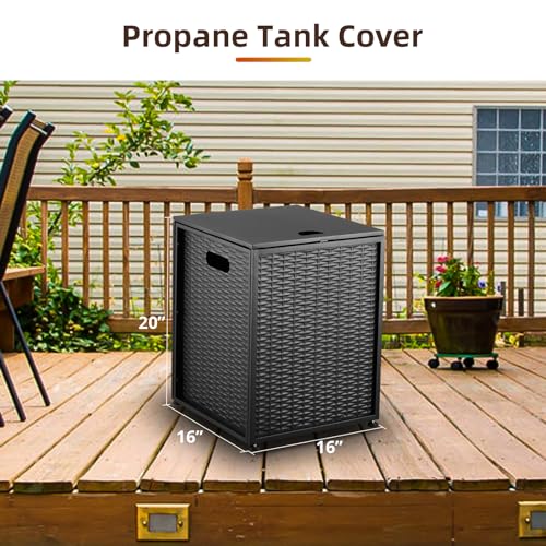 Propane Tank Cover Table, Hideaway Table for Gas Fire Pits - 20 Lbs Propane Tank Storage Side Table for Gas Fire Pit, Gas Grill, Griddle, and Propane Stoves