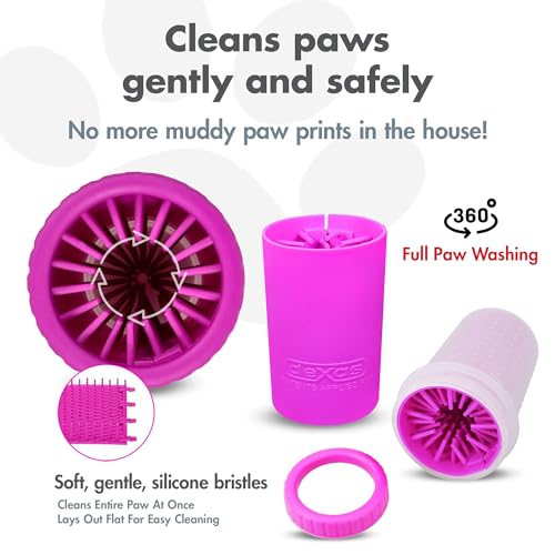 Dexas MudBuster Pfotenreiniger für Hunde, tragbar, Haustierbedarf und Hundezubehör, Größe M, Fuchsienfarbe
