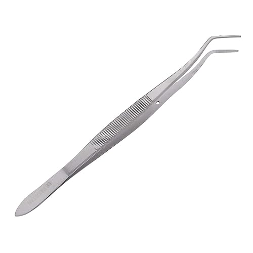 SURGICAL ONLINE Meriam Foil Pinzas de algodón dentales Pico en ángulo dentado Alicates de apósito Pinzas de acero inoxidable Instrumentos dentales