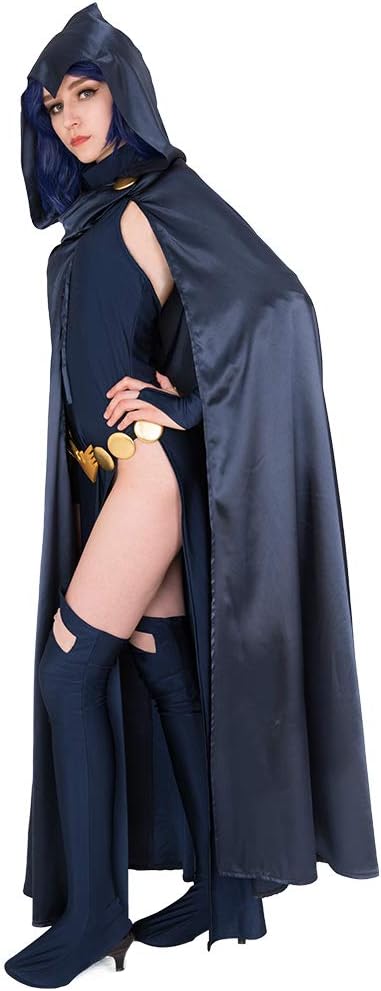 miccostumes Women's Cosplay Costume Dress With Hooded Cloak Halloween Blue
