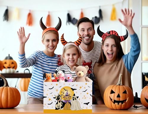 Image of Large Halloween Themed Candy Gift Boo Basket for Kids Baby Personalized Adults Storage Bin Fall Decor(Cat Bat)