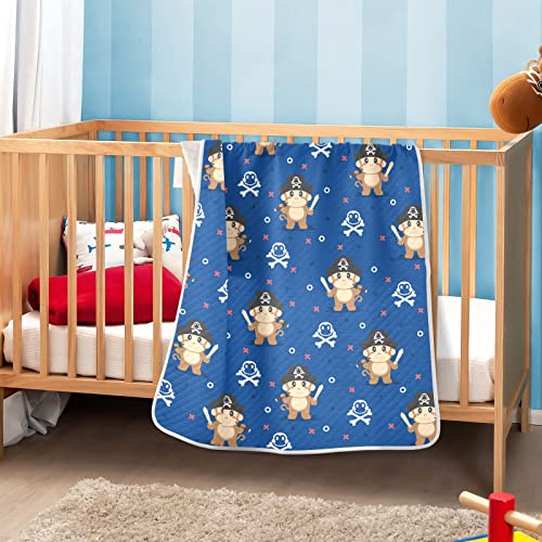Image of Swaddle Blanket for Blue Cute Monkey Baby Receiving Blanket Muslin Baby Swaddles Soft Cotton Breathable Nursery Blankets for Unisex Boys and Girls 30x40 Inch
