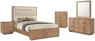 Pemberly Row light oak and off-white queen LED bedroom set