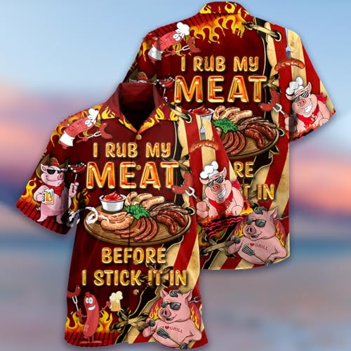Food Lover Hawaiian Shirt for Men - Aloha Button Down Mens Hawaiian Shirts Short Sleeve Luau Beach Shirt2