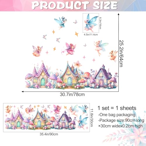 Vinilo Decorativo Princesa Mariposa con Castillo y Flores miniatura 2