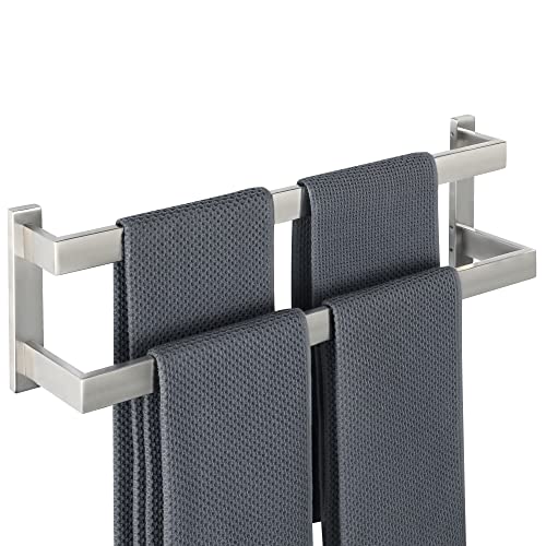 SAYAYO Robuste Porte Serviette Lourd Mural à 2 Niveaux en 304 Acier Inoxydable, Barre de 10mm D’épaisseur Anti-Flexion, Support Porte-Serviettes...