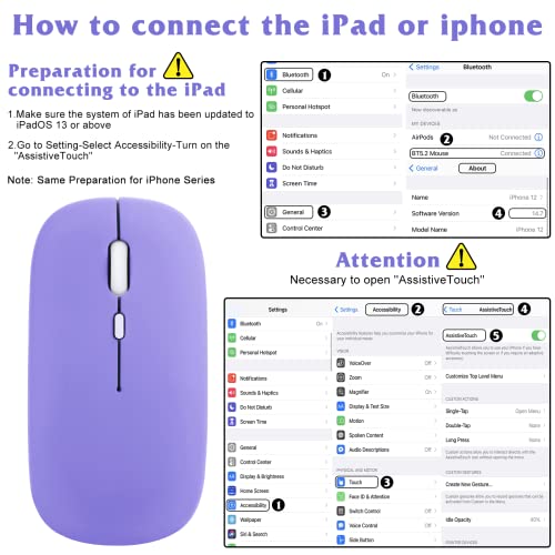 Image of UrbanX 2.4GHz & Bluetooth Mouse, Rechargeable Wireless Mouse for Fire HD 10 Tablet Bluetooth Wireless Mouse for Laptop /PC /Mac /pro /Computer /Tablet /Android Violet Purple
