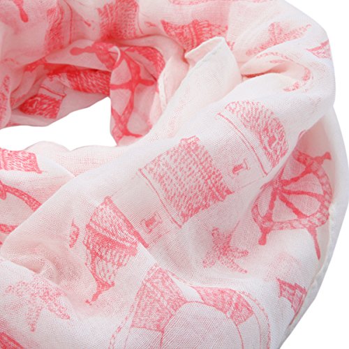 TrendsBlue Elegant Anchor & Rudder Print Frayed End Scarf Wrap3