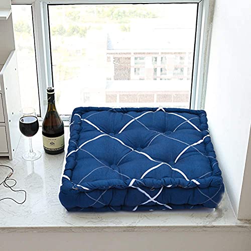 Image of Amazon Brand - Umi Chair Cushion Comfortable Thick Tufted Seat Cushion Cushion for Meditation,Floor Cushion for Sitting in Living Room, Chair Box for Indoor Seat Set of 1,16X16(Inches) (Blue)