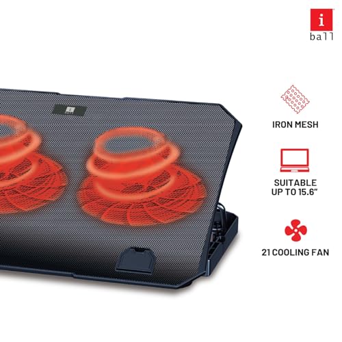 iBall ICEPAD LP1 Laptop Cooling Pad, Mesh Surface, 125 mm Bigger Fan, Suitable up to 15.6 Laptops, Ergonomic Designed, 2 Adjustable Height, 1 USB Port - Image 3