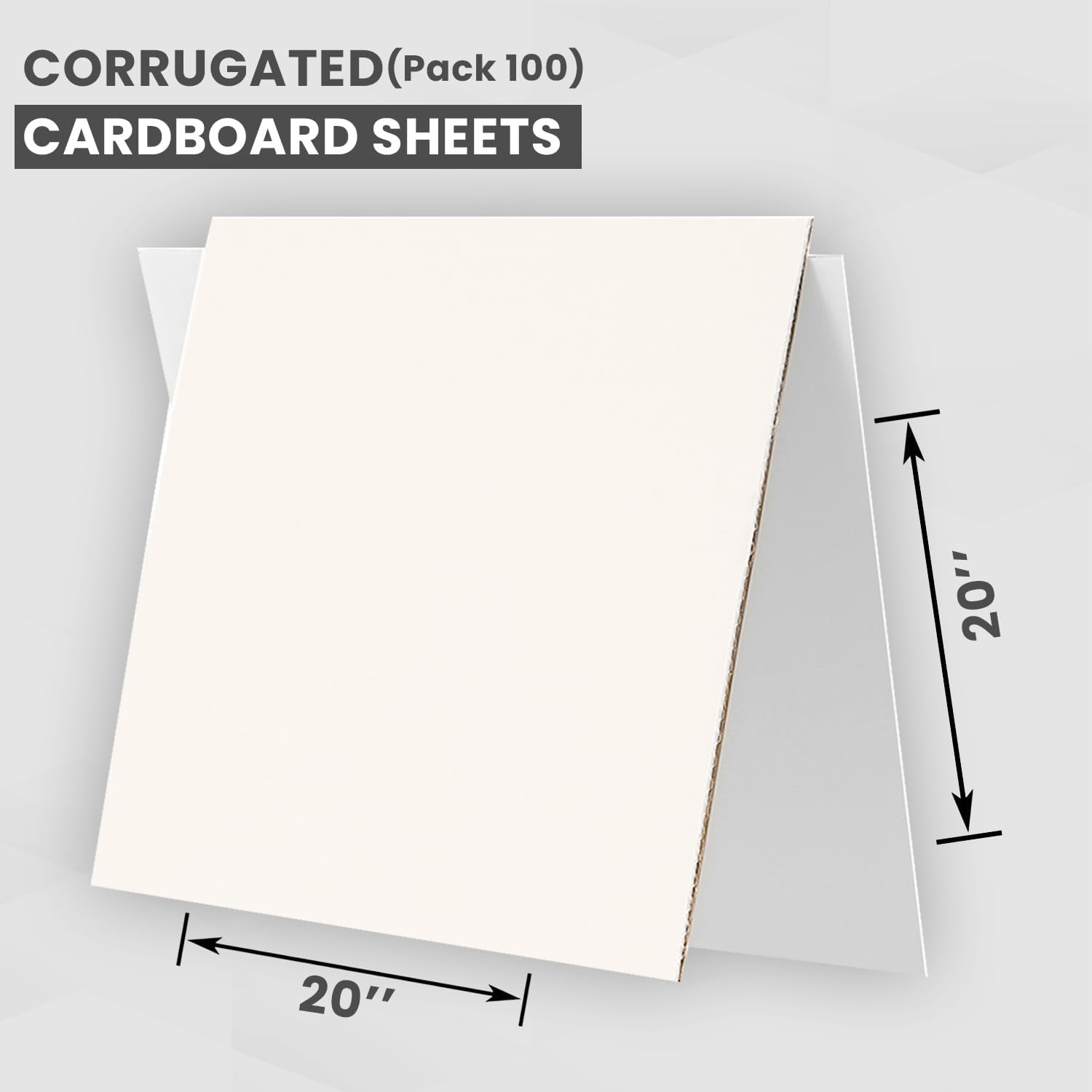 Ucanpack 100 Pcs White (Kraft Back) Cardboard Inserts 20x20 Inch - 3mm Thick Corrugated Sheets for Packing, Shipping, Mailing, DIY Crafts, Posters, Art Projects & Dividers (B Flute)