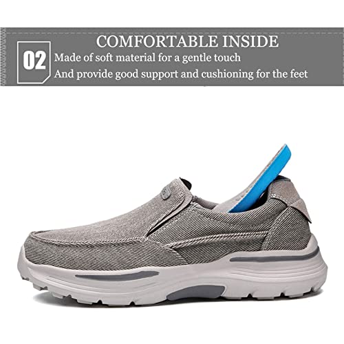 Men's Canvas Slip-On Orthopedic Walking Loafers Casual Breathable Non-Slip Sneakers Comfortable Walking Shoes for Plantar Fasciitis3