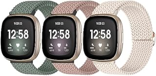 chinbersky 3 Stück Armband Kompatibel mit Fitbit Versa 3/Fitbit Versa 4/Fitbit Sense/Fitbit Sense2 Nylon Armband, Weiches Verstellbares Geflochtenes Ersatz-Sportband,Geeignet für Männer und Frauen