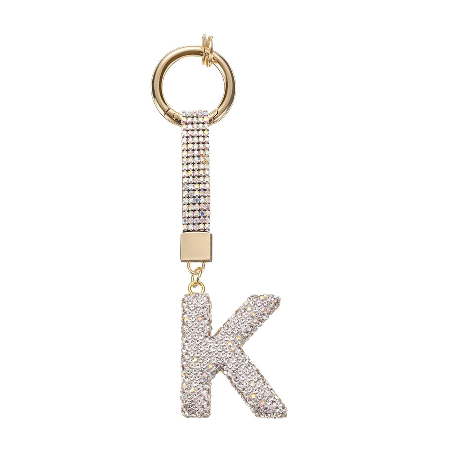 APGLSXY Glittering Initial Charm Keyring Premium Alloy Pendant Individualized Bag Decoration Keyrings Pendant for Adults Rhinestones Letter Keychain