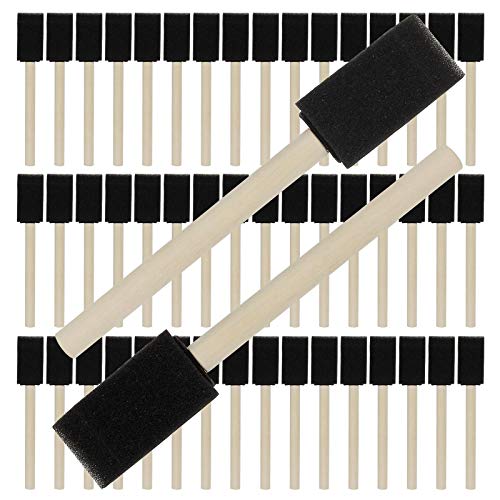 200 Pack 1 inch Foam Brush Sponge Wood Handle Paint Brush Foam Sponge