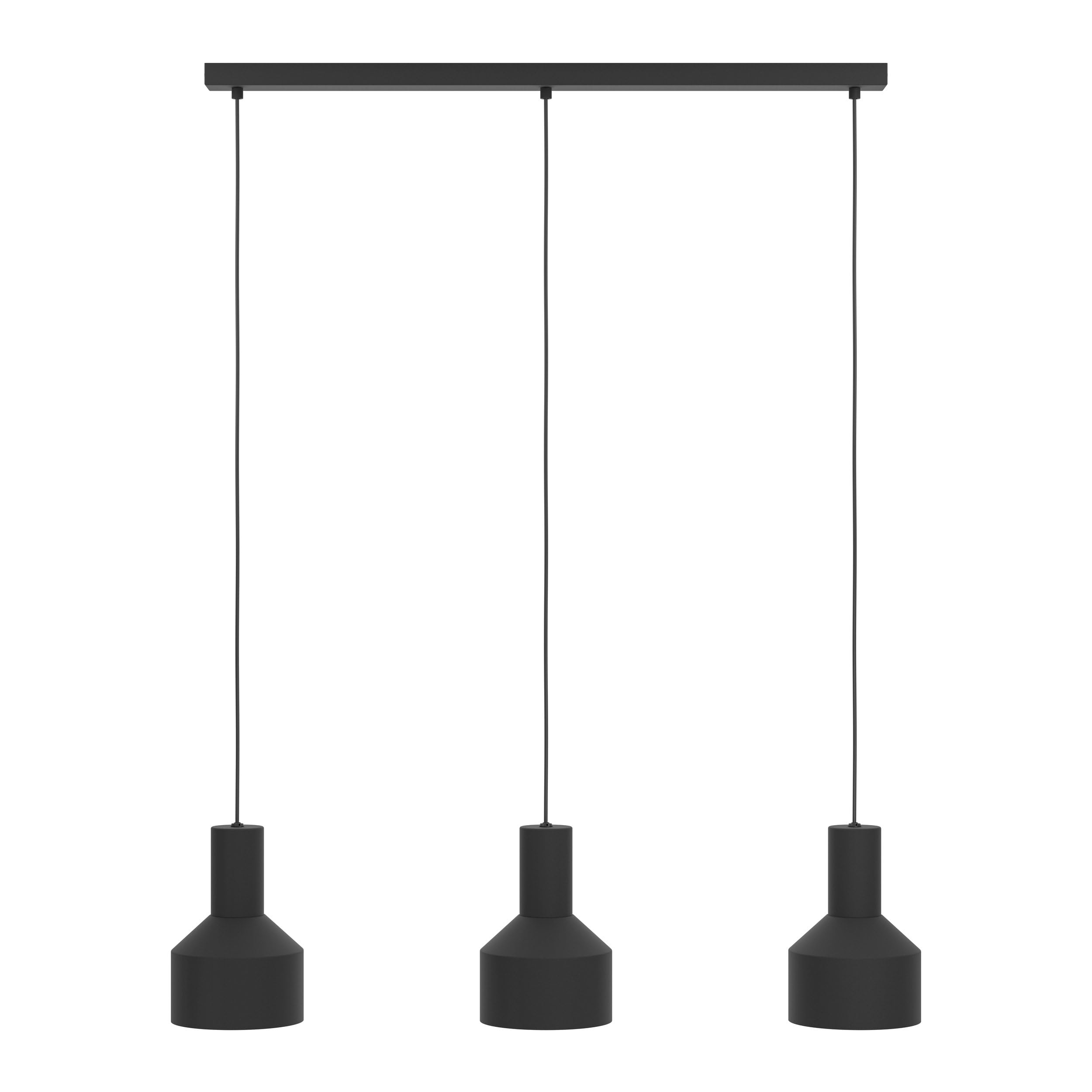Eglo lámpara de suspensión Casibare, de 3 luces industrial, monocromática | iluminación de metal en negro, luz de salón colgante, casquillo E27