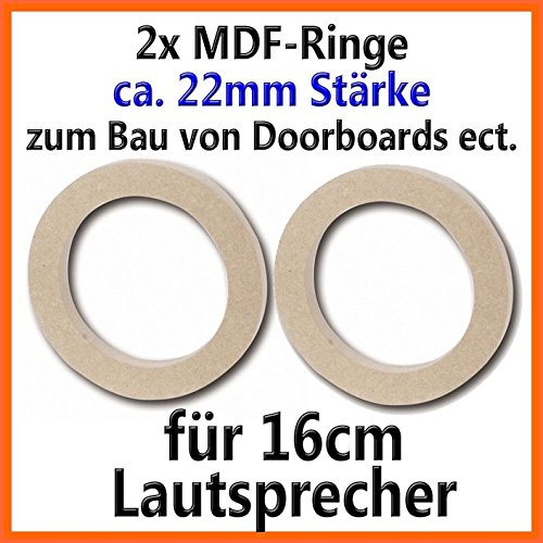 Preisvergleich Produktbild 2 Stück MDF Holzringe 16cm Lautsprecherringe 22mm