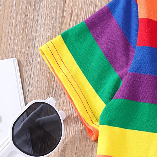 Toddler Girls Boys Stripe Printed T-Shirt Short Sleeve Color Block T Shirt Crewneck Kids Tee Tops Summer Undershirts3