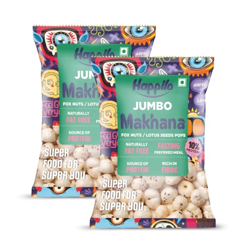Image of Happilo Premium Jumbo Fox Nuts (Phool Makhana) 100g (Pack of 2) | Lotus Seeds, Gorgon Nuts, Puffed Kernels, Hand-Picked
