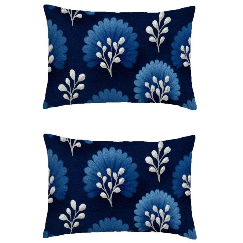 Housse coussin salon de jardin exterieur imperméable bleu marine en lin M-268