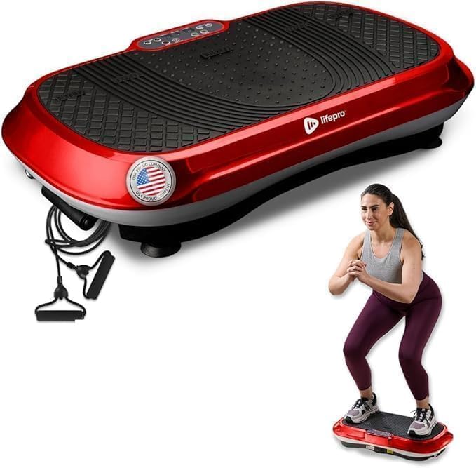 Lifepro Waver Vibration Plate Exercise Machine for Lymphatic Drainage, Muscle Activation, Full-Body Workout Vibrating Platform with Loop Bands, Fitness Equipment for Strength Toning & Fat Loss