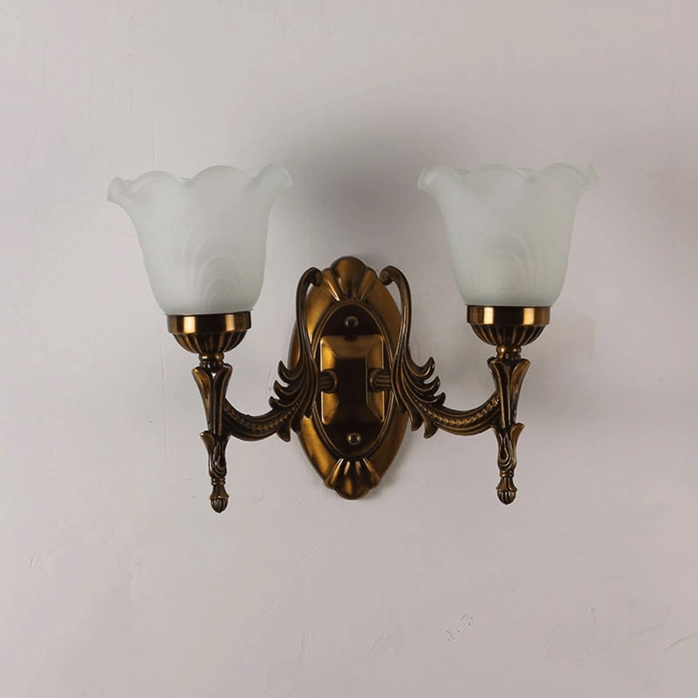 Generico Applique da parete semplice e moderno | Design con paralume in vetro, luce calda for comodino, soggiorno, corridoio(2-Lights)