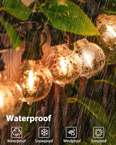 btfarm 36M/120FT Outdoor Festoon Lights Mains Powered【Timer & Dimmable】 50+3 LED Garden String Lights with Shatterproof G40 Bulbs,Waterproof Outside Lighting for Gazebo Party Christmas Patio Wedding - Image 6