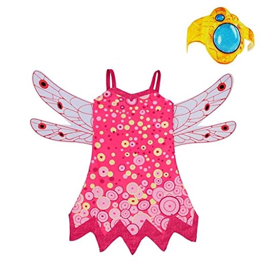 Lito Angels Mia and Me Kostüm Kleid Kinder Mädchen mit Flügel und Armreif Verkleidung Cosplay Pink Größe Gr. 7-8 Jahre 128