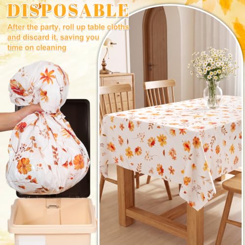 Image of 3 Pack Fall Wildflower Plastic Tablecloths, 54 X 108In Autumn Tablecloth