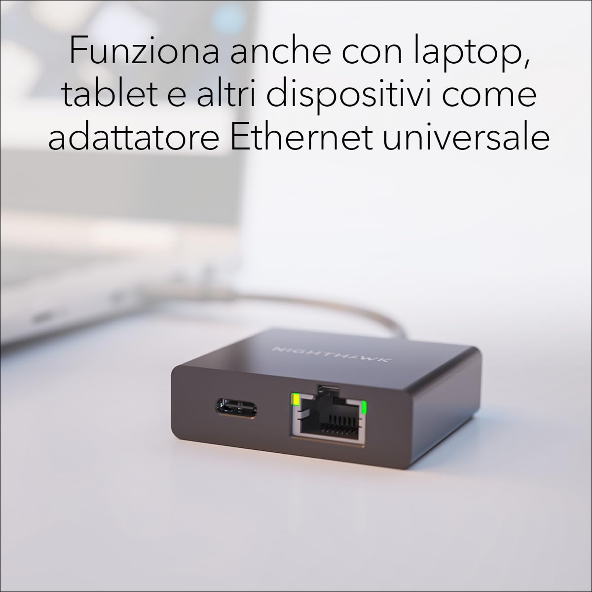 NETGEAR Nighthawk da USB-C a Ethernet con ricarica passthrough da 60 W (USB2ETH) – Ethernet Gigabit cablata veloce – Universalmente compatibile con hotspot mobili Nighthawk, laptop, tablet e altro