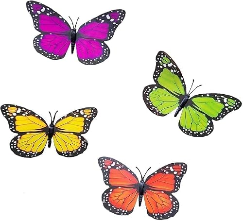 Image of Neel Saanjh Bright Colorful Garden Butterfly Decorations Clips, Effortless Attachment to Plants, Curtains, Flower Pots, Garden Fences, Balconies, Lightweight, Reusable Butterflies, Pack Of 4