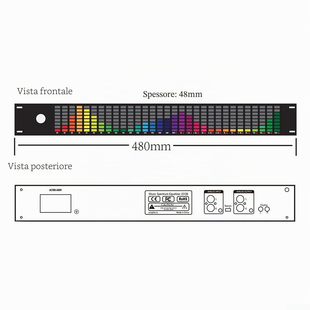 Equalizzatore di musica, indicatore di spettro, display a colori a 31 bande