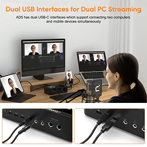 Comica Cvm-Linkflex Ad5 Usb Audio Interface For Podcasting Recording Streaming, Dual Xlr/6.35Mm Audio Interface With Denoise, Loopback, Mute, Audio Mixer For Computer Smartphone Pc Laptop #TOP3