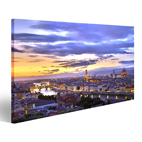 Quadri Moderni Bello Tramonto sopra Il Fluss Arno a Firenze, Italia, HDR Stampa su Tela - Quadro x poltrone Salotto Cucina mobili Ufficio casa - Fotografica Formato XXL CWD