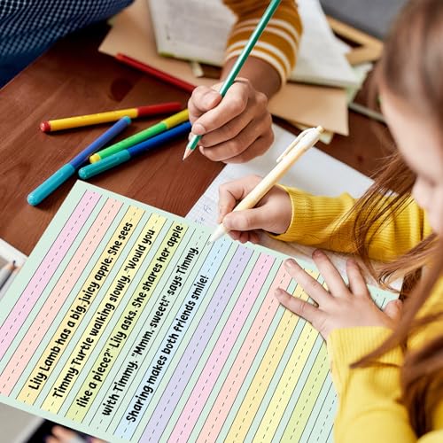 90 Sheets Ruled Writing Paper 8.5x11In Multi-Color Handwriting Paper Double-Sided Skip-A-Line Ruled Writing Practice Paper with 0.5" for Educational Kindergarten Primary Kid Toddler Child - Image 4