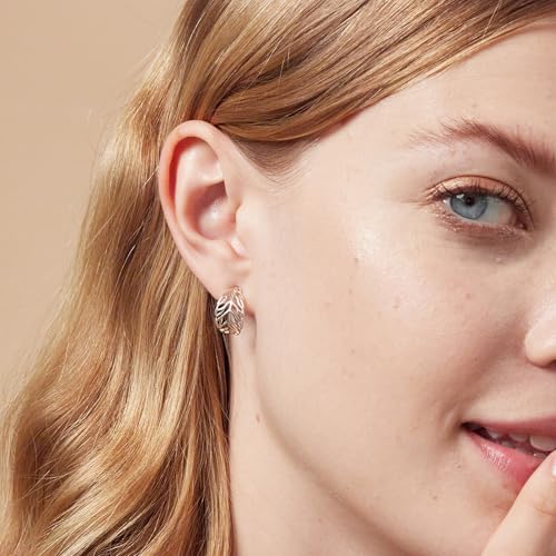 Boma Jewelry Sterling Silver Open Cut Out Tree Leaf Nature Post Hoop Earrings2