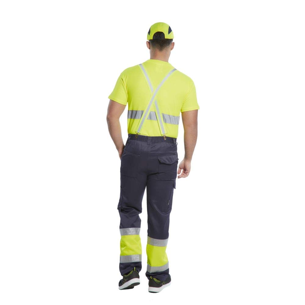 Portwest E049 Spodnie Bojówki Dwukolorowe z Elementem Odblaskowym, Regularny, Rozmiar XL, Pomarancz/Granat