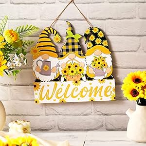 Panelee Sunflower Gnomes Welcome Sign Summer Welcome Hanging Decorations Wreath Wooden Hanging Door Sign with Ropes for Porch Front Door Decor Wedding Dinner Home Garden Kitchen Decor Panelee Sunflower Gnomes Welcome Sign Summer Welcome Hanging Decorations Wreath Wooden Hanging Door Sign with Ropes for Porch Front Door Decor Wedding Dinner Home Garden Kitchen Decor