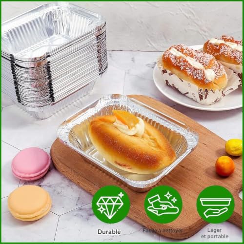 Miayical Lot de 20 Barquettes en Aluminium Réutilisables - 22x16 cm - Pour Barbecue, Four, Congélation et Cuisson (Bacs à Graisse et Plateau de Service) – vue 5