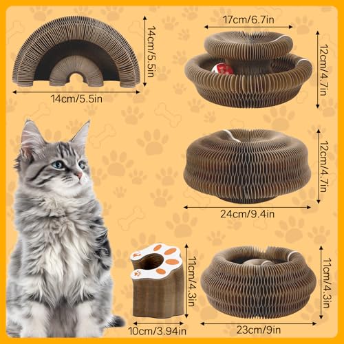 Magic Organ Griffoir pour Chats, Cat Scratching Board Jouet à Griffer Interactif avec Balle Cloche, Pliable Carton Ondulé Tapis à Griffer – Image 3