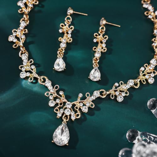 Tiaras and Crowns for women Bridal Jewelry Sets for Wedding Crystal Rhinestone Earrings Necklace Tiaras for Costume Prom Birthday Halloween Pageant Party3