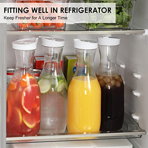 Netany 50 Oz Water Carafe With Flip Top Lid, Clear Plastic Pitcher Jug, 4 Pack Juice Containers, Bpa Free - For Water, Iced Tea, Juice, Lemonade, Milk, Cold Brew, Mimosa Bar —Hand Wash Only #TOP4