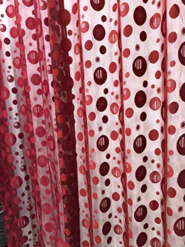 Image of Bubbles Design Imported Tissue Net 9 ft Curtains 1 Psc (Maroon)