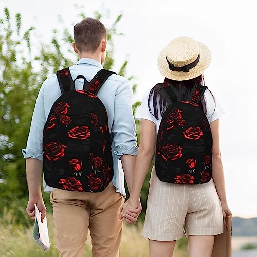Mochila de mano para senderismo y viajes con estampado de rosas para mujer 6