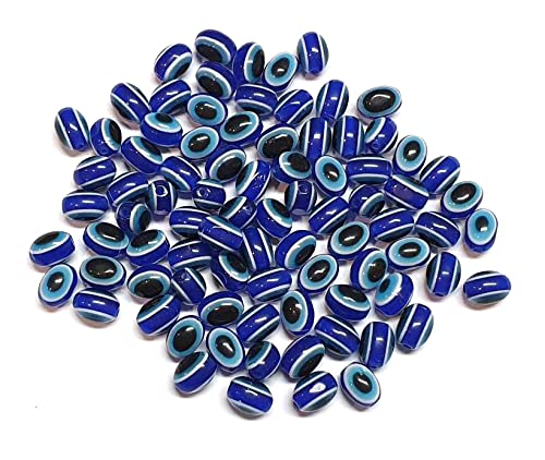 Perlin Nazar Boncuk Boncugu 8 x 6 mm Oval Eye Blue Eye Beads Set Evil Eye Beads Turkish Good Luck Charm Party Gifts Amulet Pack of 100 - Image 4