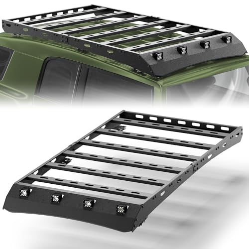 Roof Rack Fits for Toyota FJ Cruiser 2006-2014, Heavy Duty Carbon Steel Roof Cargo Rack with LED Lights, Low Profile Overland Roof Platform, 800 lb Load Capacity