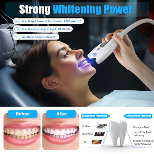 Professional LED Teeth Whitening Machine with Adjustable Stand and Remote Control - Dental Clinic & Home Use, Overheat Protection, Timer Function, Cold Light Tooth Whitener