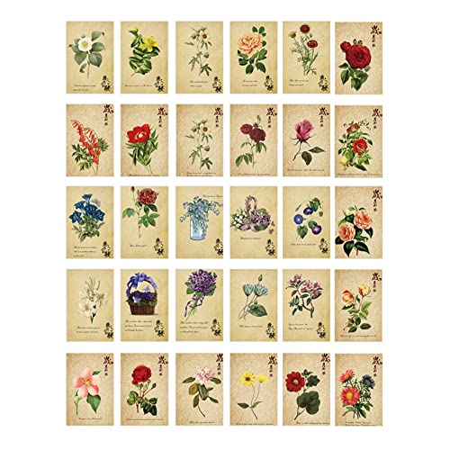 dianyuntech Greeting cards 28PCS/pack Vintage Plant Flowers Mini Thanks Card Valentine's Day Greeting Card Postcard Birthday Gift Message Cards Blank greeting cards
