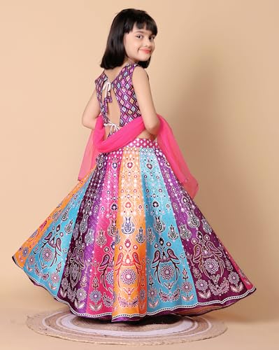 Image of Girls Art Silk Lehenga Choli Set with Net Dupatta